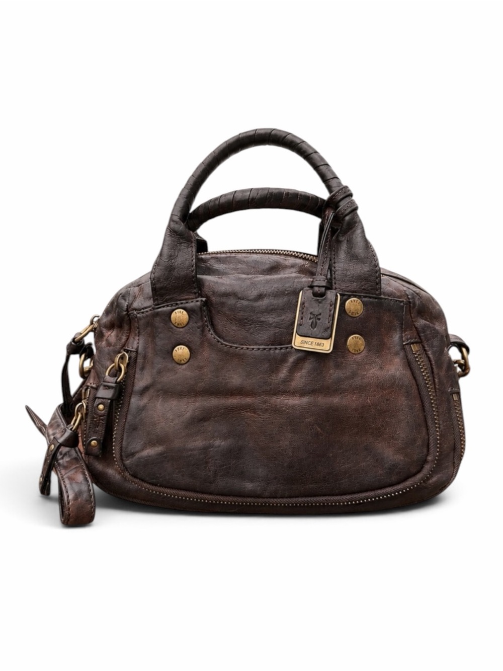 Frye Elaine Brown Leather Satchel Handbag